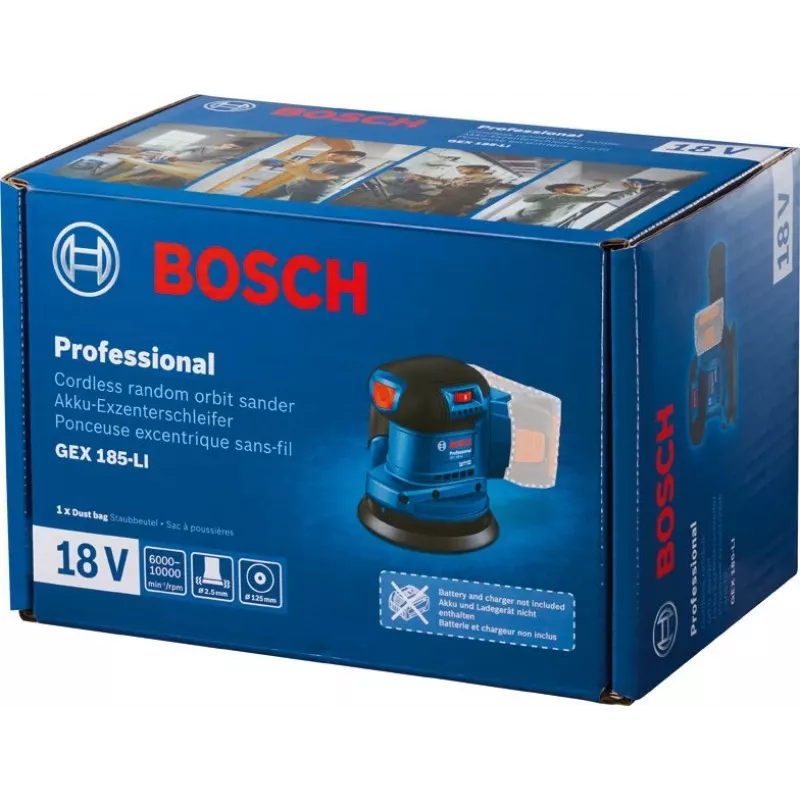 Bosch GEX 185-LI Professional epäkeskohiomakone 10000 OPM sininen