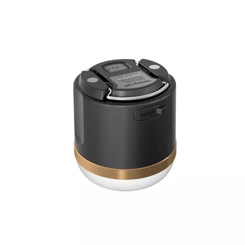 EcoFlow SCLI-B akkukäyttöinen retkilyhty, 400 lm, 3600 mAh, USB-C-tulo, ABS+TPR-kotelo, IP54, musta/kulta/valkoinen