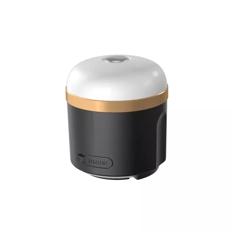 EcoFlow SCLI-B akkukäyttöinen retkilyhty, 400 lm, 3600 mAh, USB-C-tulo, ABS+TPR-kotelo, IP54, musta/kulta/valkoinen