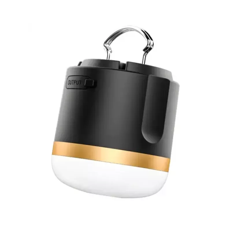 EcoFlow SCLI-B akkukäyttöinen retkilyhty, 400 lm, 3600 mAh, USB-C-tulo, ABS+TPR-kotelo, IP54, musta/kulta/valkoinen