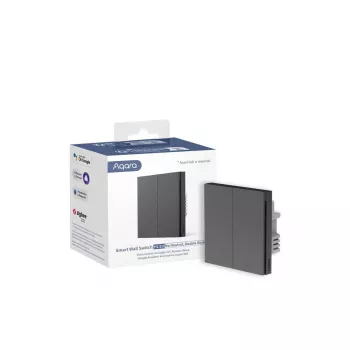 AQARA Smart Wall Switch H1 EU (ilman nollajohdinta, kaksipainike) (WS-EUK02-G), harmaa - ZigBee-seinäkytkin kaksoisreleellä