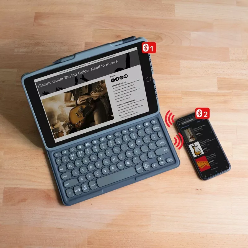 ZAGG Pro Keys langaton näppäimistökotelo iPad 10,9 (10. sukupolvi) / iPad 11 (A16) -laitteelle Apple Pencil -pidikkeellä, UK-asettelu, musta/harmaa