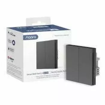 AQARA Smart Wall Switch H1 EU (nollajohtimella, kaksinkertainen keinupainike) (WS-EUK04-G), harmaa – Zigbee-seinäkytkin kaksoisreleellä