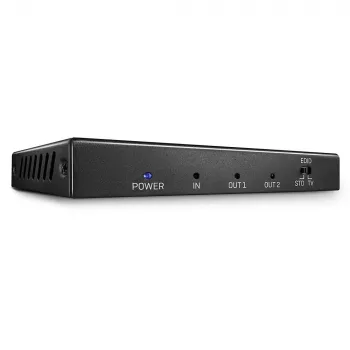 Lindy 2 portin HDMI 2.0 18G jakaja, HDMI, 2x HDMI, 3840 x 2160 pikseliä, musta, metalli, CE, FCC, RoHS, REACH, California Proposition 65