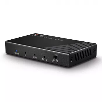 Lindy 2 portin HDMI 2.0 18G jakaja, HDMI, 2x HDMI, 3840 x 2160 pikseliä, musta, metalli, CE, FCC, RoHS, REACH, California Proposition 65