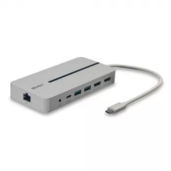 Lindy DST-Mx Duo USB-C mini-telakointiasema kannettavalle/MacBookille kahdella näytöllä (4K) ja 100 W läpivientilatauksella
