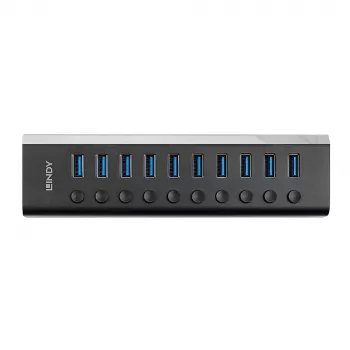 Lindy 10 portin USB 3.0 keskitin on/off-kytkimillä