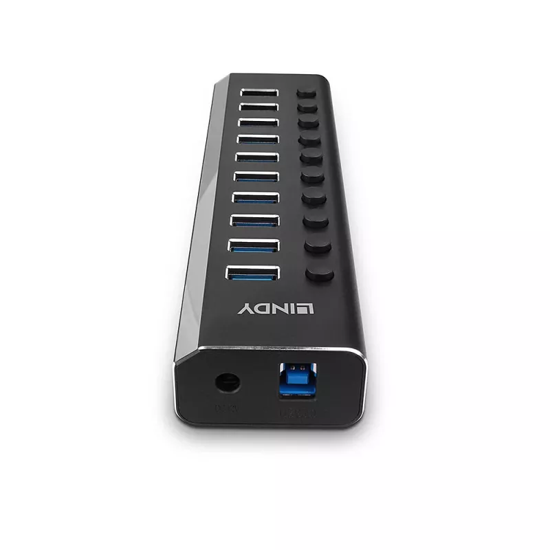 Lindy 10 portin USB 3.0 keskitin on/off-kytkimillä