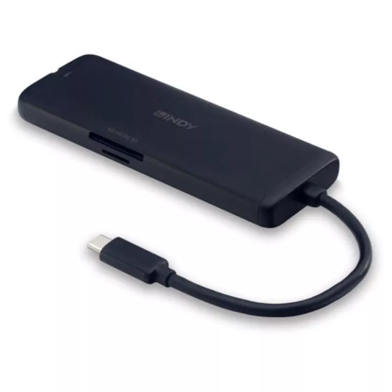 Lindy DST-Mini USB-C kannettavan mini-telakointiasema 4K-tuella ja 100W läpivientilatauksella