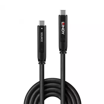 Lindy 10m USB 3.2 Gen 1 ja DP 1.4 Type-C hybridikaapeli, 10 m, USB C, USB C, USB 3.2 Gen 1 (3.1 Gen 1), musta