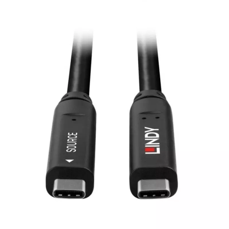 Lindy 10m USB 3.2 Gen 1 ja DP 1.4 Type-C hybridikaapeli, 10 m, USB C, USB C, USB 3.2 Gen 1 (3.1 Gen 1), musta