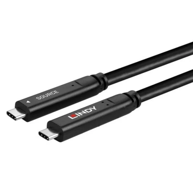Lindy 10m USB 3.2 Gen 1 ja DP 1.4 Type-C hybridikaapeli, 10 m, USB C, USB C, USB 3.2 Gen 1 (3.1 Gen 1), musta