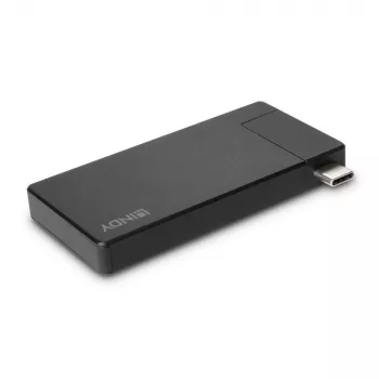 Lindy DST-Micro, USB-C kannettavan mikro-telakointiasema 4K-tuella ja 100W läpivientilatauksella
