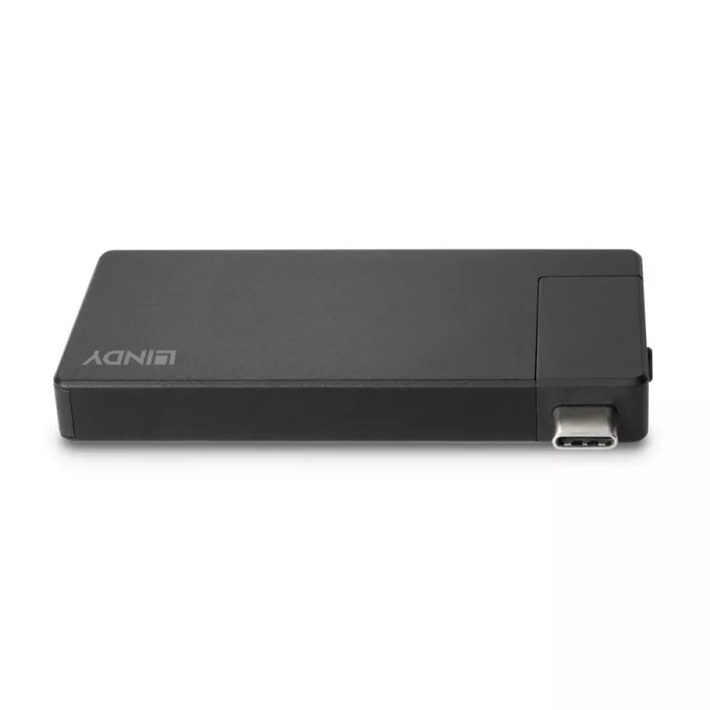 Lindy DST-Micro, USB-C kannettavan mikro-telakointiasema 4K-tuella ja 100W läpivientilatauksella