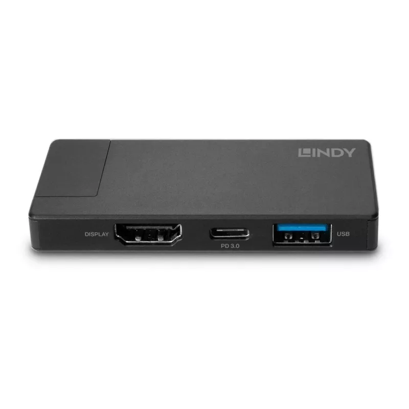 Lindy DST-Micro, USB-C kannettavan mikro-telakointiasema 4K-tuella ja 100W läpivientilatauksella