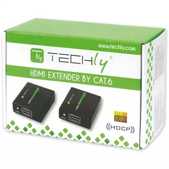 AV-lähetin ja -vastaanotin TECHLY IDATA EXT-E70 — HDMI-jatko Cat6/6a/7-kaapelilla, Full HD 1920x1080, 60 m, 10,2 Gbit/s, HDCP, musta