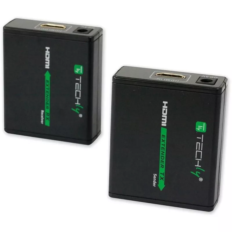 AV-lähetin ja -vastaanotin TECHLY IDATA EXT-E70 — HDMI-jatko Cat6/6a/7-kaapelilla, Full HD 1920x1080, 60 m, 10,2 Gbit/s, HDCP, musta