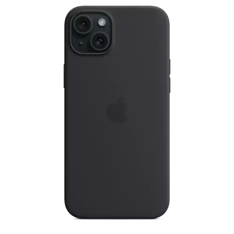 Apple silikonikotelo MagSafe-yhteensopiva iPhone 15 Plus musta