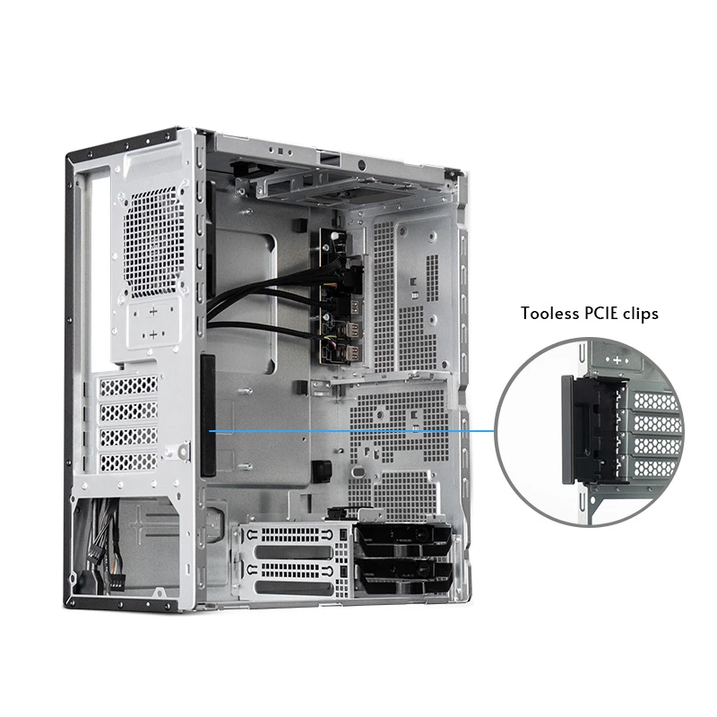 Chieftec BS-20B-OP Mini Tower -tietokonekotelo, microATX/Mini-ITX, ilman virtalähdettä, 2x 3,5″, 2x 2,5″, 1x 5,25″ asemapaikka, näytönohjain enintään 270 mm, USB-C, 90 mm tuuletin, musta
