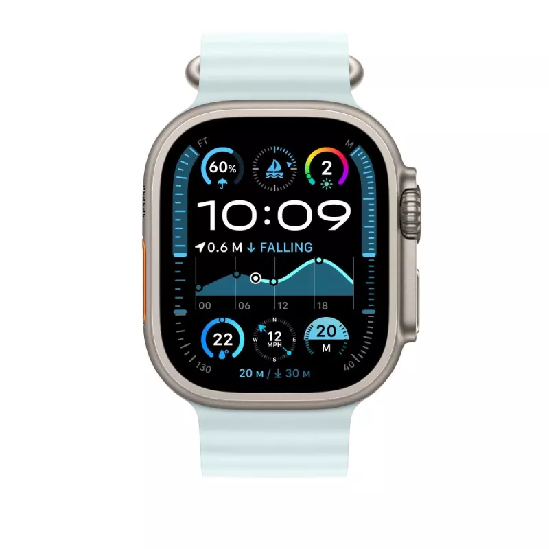 APPLE 49mm Ice Blue Ocean Band Extension - Natural Titanium -viimeistely