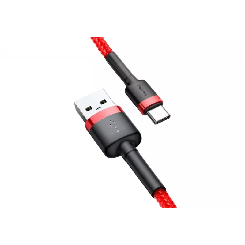 BASEUS punottu Cafule-pikalatauskaapeli – USB Type-A Type-C 2 A – 2 m – punainen (nailon)