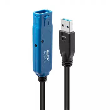 Lindy 8 m USB 3.0 Active Extension Pro, 8 m, USB A, USB A, USB 3.2 Gen 1 (3.1 Gen 1), 5 Gbit/s, musta