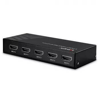 Lindy 38233 5-porttinen HDMI 2.0 18G -kytkin, 5x HDMI, pöytämalli