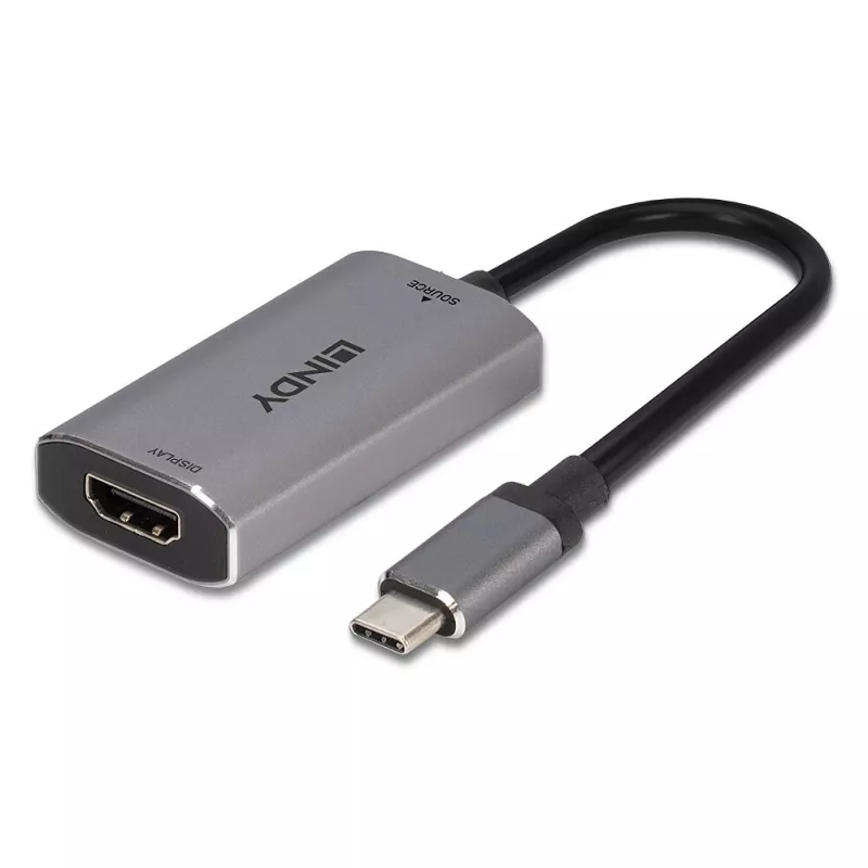 Lindy USB Type-C - HDMI 8K60 -muunnin, 0,11 m, USB Type-C, HDMI, uros, naaras, suora