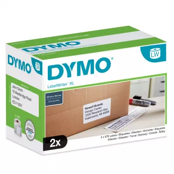 DYMO Authentic LabelWriter suurikapasiteettiset lähetystarrat | (59 mm x 102 mm) | 2 rullaa, joissa 575 helposti irrotettavaa tarraa (1 150 lähetystarraa) | itseliimautuva | LabelWriter 4XL/5XL -tarratulostimille
