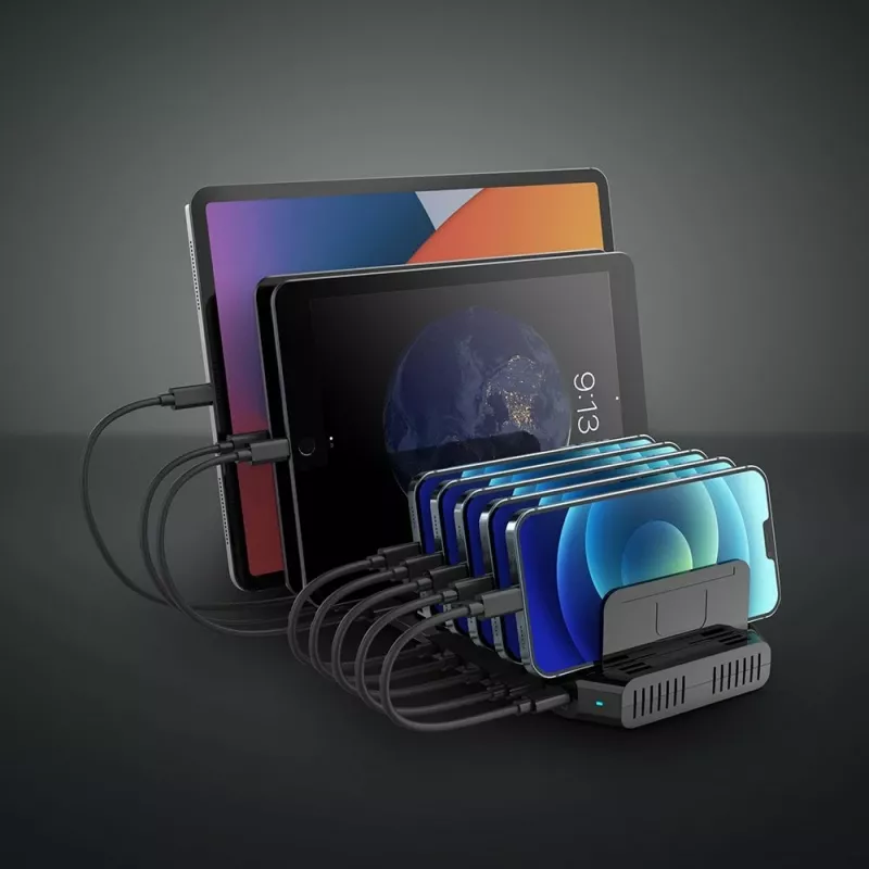 Lindy 120W 10-porttinen USB-latausasema