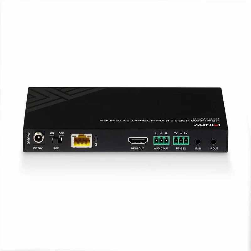 Lindy 150 m Cat.6 HDMI 4K60, IR, RS-232 & Audio HDBaseT KVM-jatko, vastaanotin
