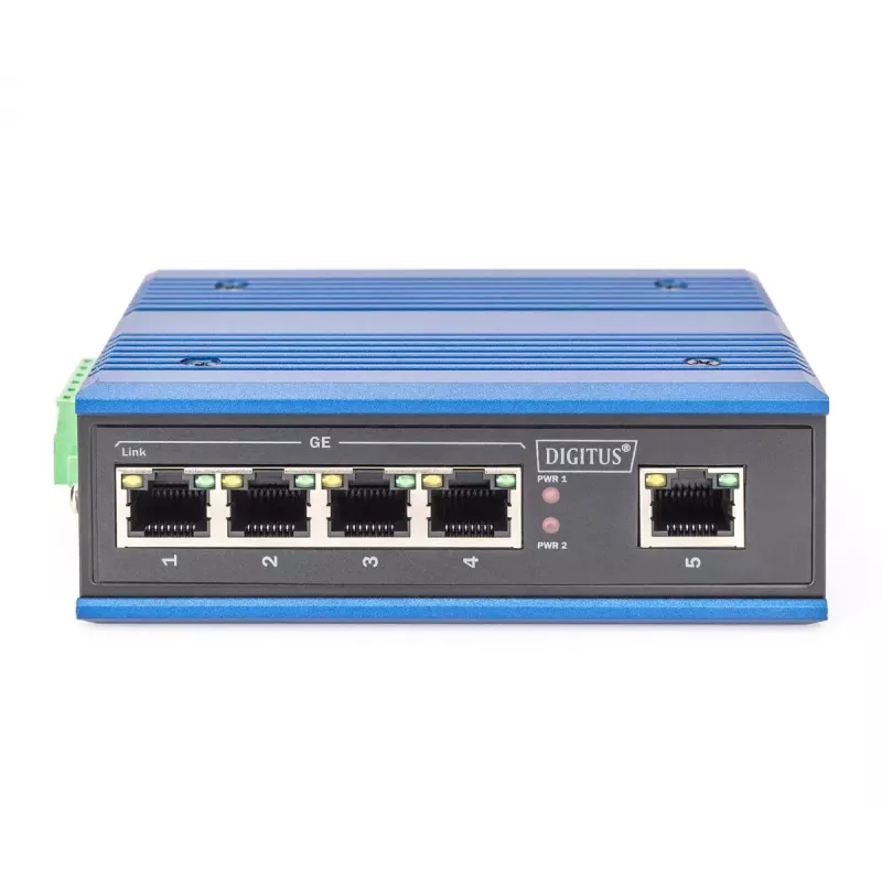 Digitus DN-651118 teollinen 5-porttinen Gigabit-kytkin, hallitsematon, DIN-kisko