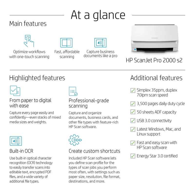 HP Scanjet Pro 2000 s2 syöttöskanneri