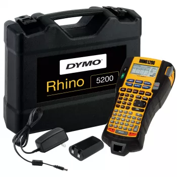 DYMO RHINO 5200 teollisuustarratulostin | merkintälaite-sarja laukulla | aikaa säästävät pikapainikkeet, tulostaa nopeasti, kestävä merkintälaite työmaille ja vaativiin merkintätehtäviin (EU-pistoke Type-C)