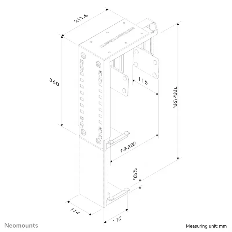 Neomounts CPU-D100 musta CPU-teline - max. 30 kg - universaali