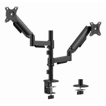 Näyttöteline työpöydälle Gembird MA-DA2P-02 kahdelle näytölle, enintään 81,3 cm (32 tuumaa), VESA 75x75–100x100, max. paino 9 kg per näyttö, puristin/pöytäläpivienti, musta
