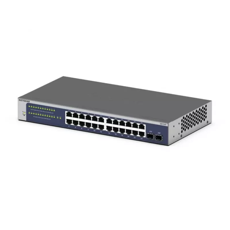 NETGEAR GS724Tv6 hallittava L2+/L3 Gigabit Ethernet (10/100/1000) 1U sininen, harmaa