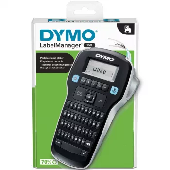 DYMO LabelManager 160 tarratulostin | käsikäyttöinen tarratulostin QWERTZ-näppäimistöllä | sisältää mustan ja valkoisen D1-tarranauhan (12 mm) | kotiin ja toimistoon