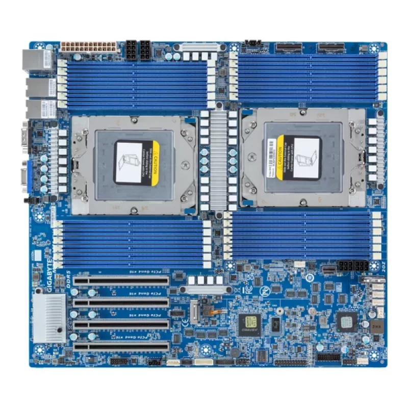 Emolevy GIGABYTE MZ73-LM1 Extended ATX Socket SP5 AMD EPYC 9004:lle, 24× DDR5 DIMM, 4× PCIe x16 Gen4, 2× RJ-45