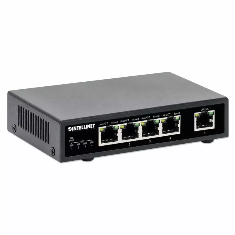 Intellinet 5-porttia Gigabit Ethernet PoE+ -kytkin 62W 4 PSE-porttia