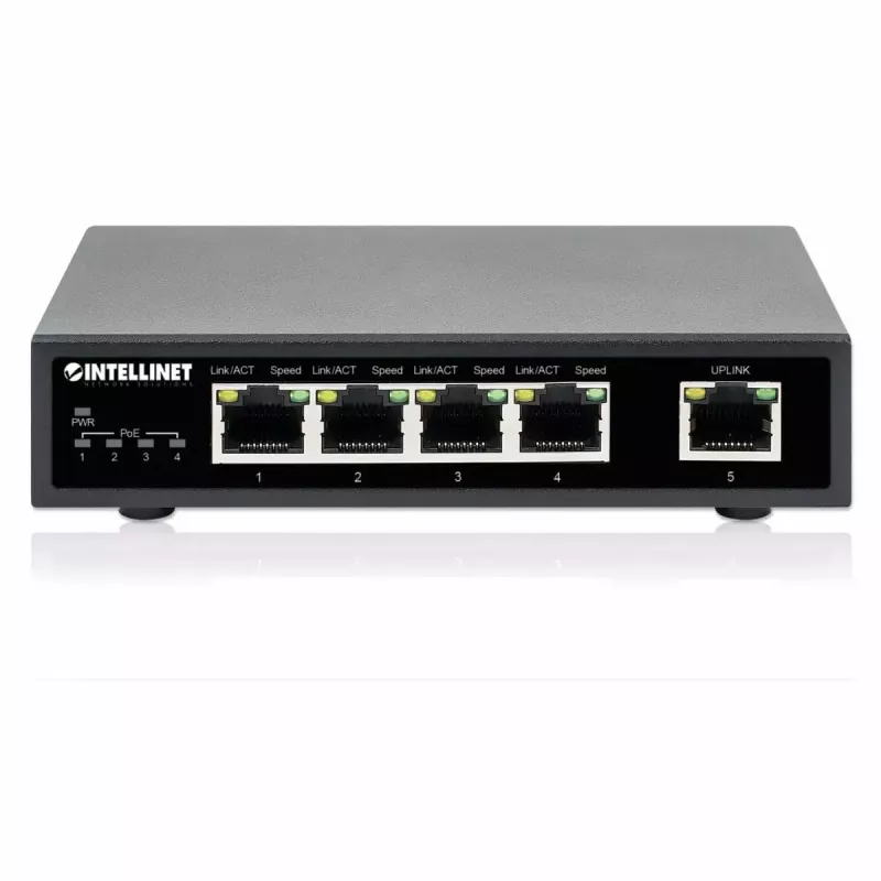 Intellinet 5-porttia Gigabit Ethernet PoE+ -kytkin 62W 4 PSE-porttia