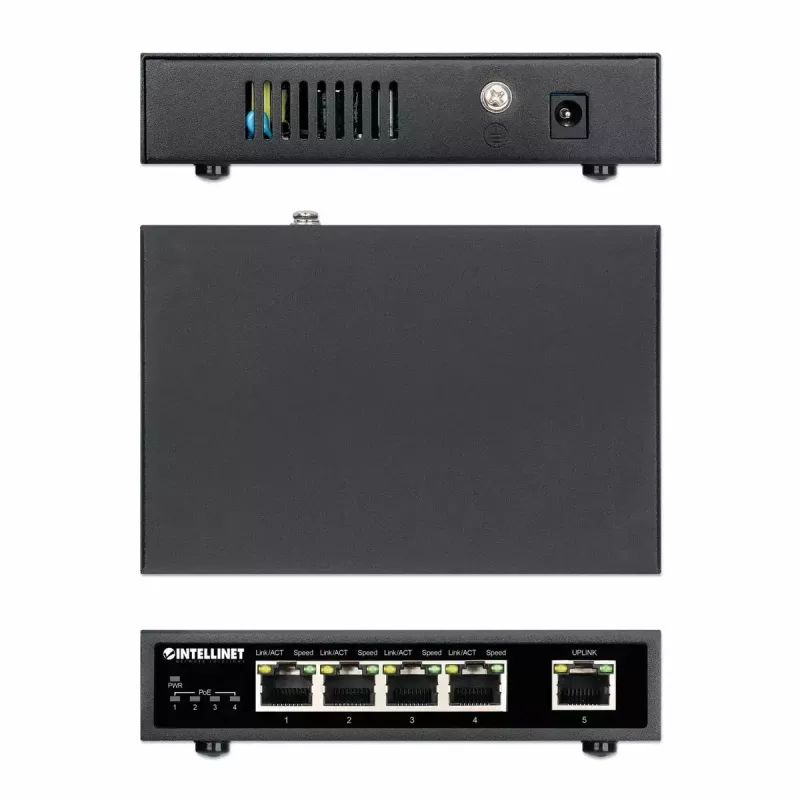 Intellinet 5-porttia Gigabit Ethernet PoE+ -kytkin 62W 4 PSE-porttia