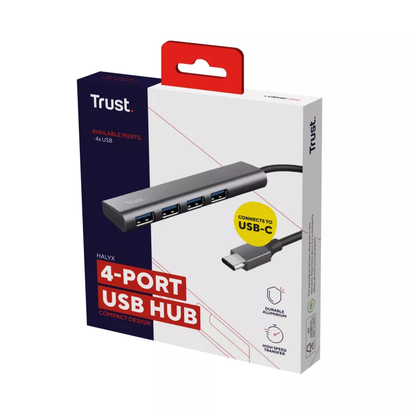 Trust Halyx USB 3.2 Gen 1 (3.1 Gen 1) Type-A 5 Mbit/s harmaa