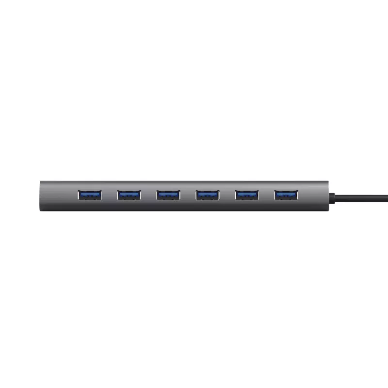 Trust Halyx 24967 7-porttinen USB-keskitin, USB 3.2 Gen 1, Type-A, 5000 Mbit/s, hopea