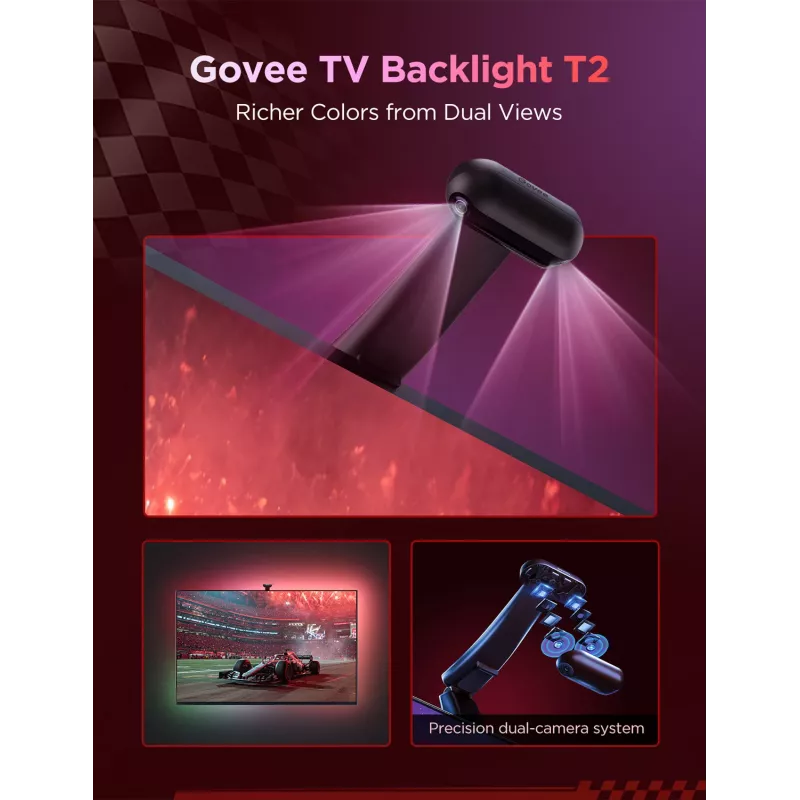 LED-valonauha Govee Envisual TV Backlight T2 kahdella kameralla 75–85 tuuman televisioille