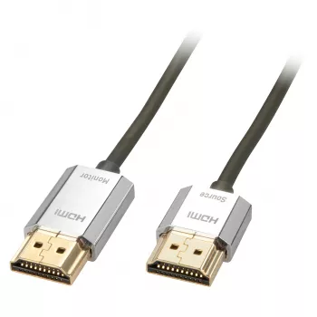 Lindy 4,5 m CROMO ohut High Speed HDMI-kaapeli Ethernetillä, 4,5 m, HDMI Type-A (standardi), HDMI Type-A (standardi), 3D, musta, kulta, hopea