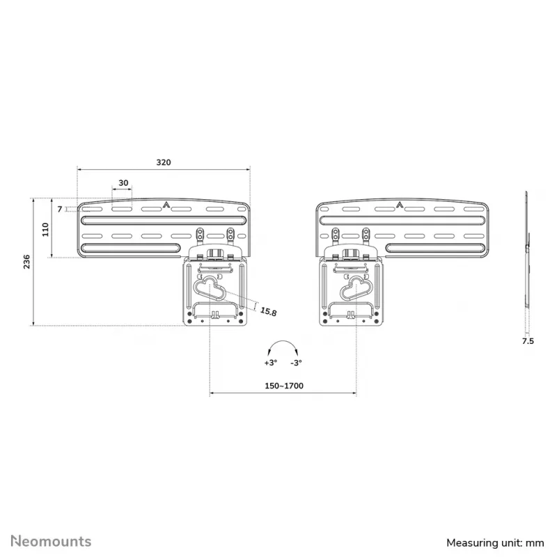 Neomounts WL30-265BL1 TV-seinäteline 43-85 tuuman Samsung-näytöille - ultralitteä