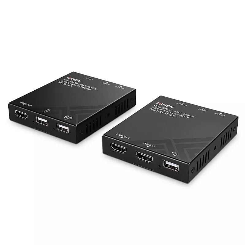 KVM-jatko Lindy 120 m Cat.6 HDMI ja USB lähetin & vastaanotin