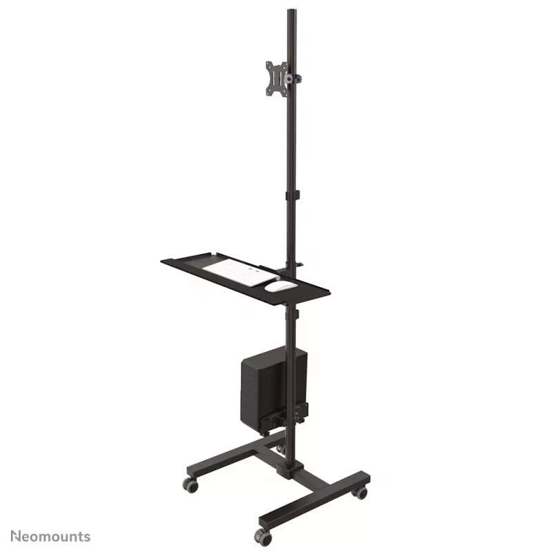 Neomounts FPMA-MOBILE1700 liikuteltava työasema, 10-32 tuumaa (25,4-81,3 cm), enintään 8 kg, VESA 75x75-100x100, korkeus 94-175 cm, teräs, musta