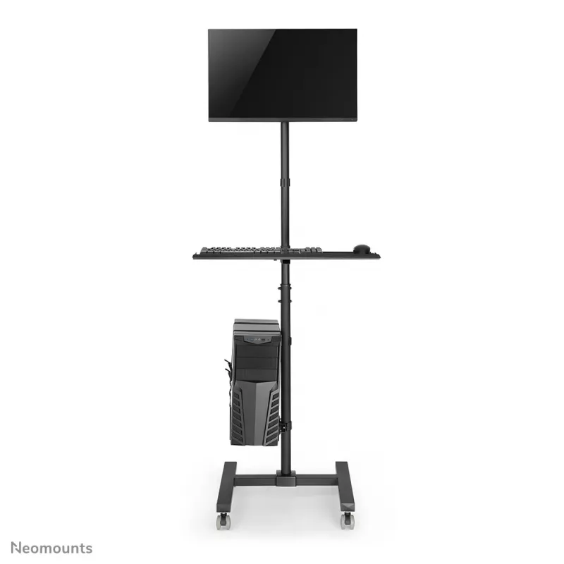 Neomounts FPMA-MOBILE1700 liikuteltava työasema, 10-32 tuumaa (25,4-81,3 cm), enintään 8 kg, VESA 75x75-100x100, korkeus 94-175 cm, teräs, musta